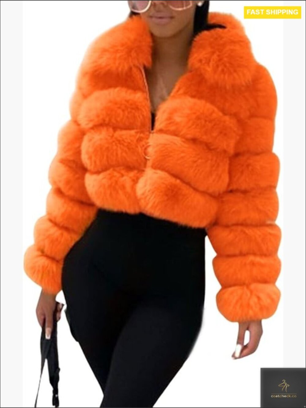 Fluffy Faux Fur Cropped Puffer Jacket Zip Up Winter Warm Teddy Coat Chic